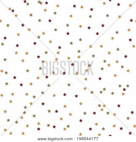 Seamless background with colorful stars. Seamless vector pattern with colored stars of various sizes on white background. Childish background for postcards, wallpaper. Seamless pattern with stars
