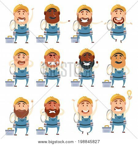 Vector image of the Set of electrician flat cions