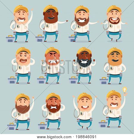Vector image of the Set of electrician flat cions