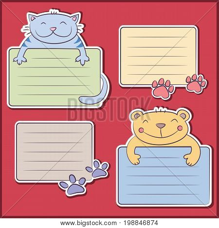 Message stickers with funny cat and bear