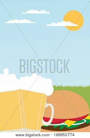 burgers beers and bbq party flyer invitation stock template blank with copy space for your text