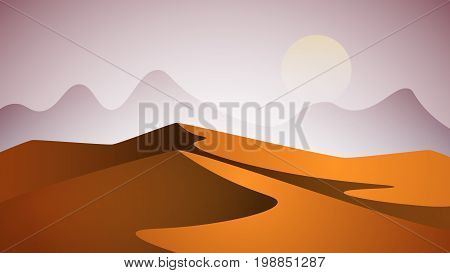 Desert landscape. Pyramid and sun. Vector eps 10