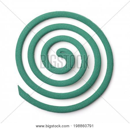 Top view of mosquito coil isolated on white