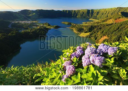 Sete Cidades landscape, Sao Miguel Island, Azores, Europe