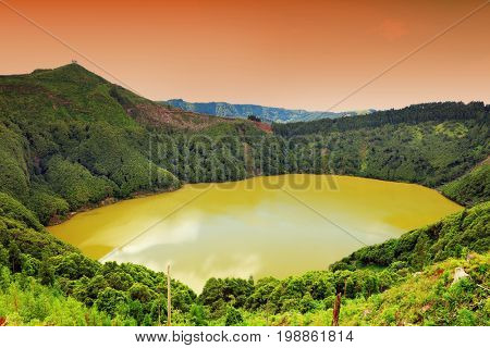 Sete Cidades landscape, Sao Miguel Island, Azores, Europe