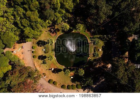 Top View of Fountain on Ribeirao Preto city in Sao Paulo, Brazil