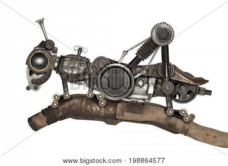 Steampunk style grasshopper. Mechanical animal photo compilation