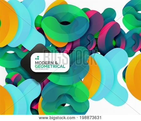 Abstract color geometric round shapes on white - elements with shadow, colorful composition