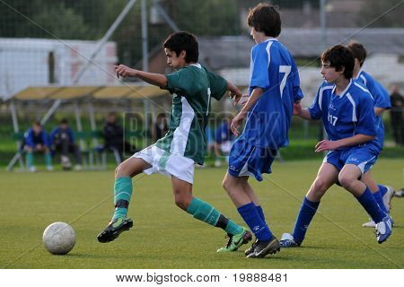 KAPOSVAR, Ungheria - 29 settembre: Balazs Lang (7) in azione presso la u campionato nazionale ungherese