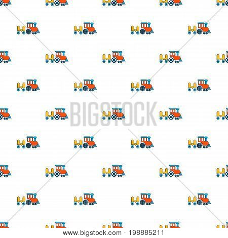 Children ride train pattern in cartoon style. Seamless pattern vector illustration
