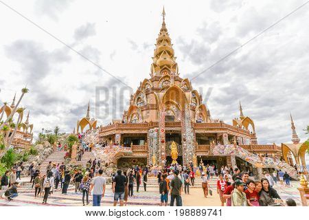 PHETCHABUN THAILAND - JANUARY 3 2017: Phrathat phasornkaew temple is one of the most important for meditation and beautiful landscape view or popular place in Phetchabun Thailand.