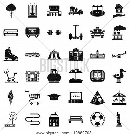Urban thing icons set. Simple style of 36 urban thing vector icons for web isolated on white background