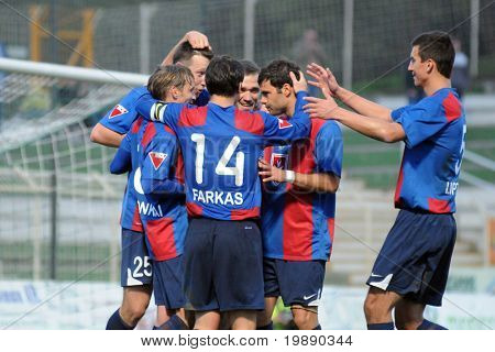 KAPOSVAR ฮังการี - 6 พฤศจิกายน: Videoton เล่นฉลองเป้าหมายที่การ Championsh ประเทศฮังการี