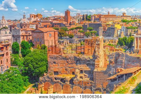 View Of The Roman Forum From The Hill Of Palatine - A General Overview Of The Entire Roman Forum Wit
