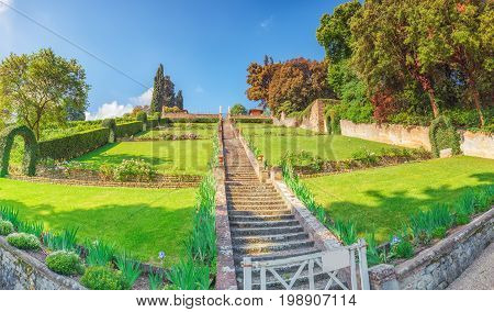 Beautiful Landscape Panorama On Historical View Gardens Of Bardini (giardino Bardini) And Boboli Gar