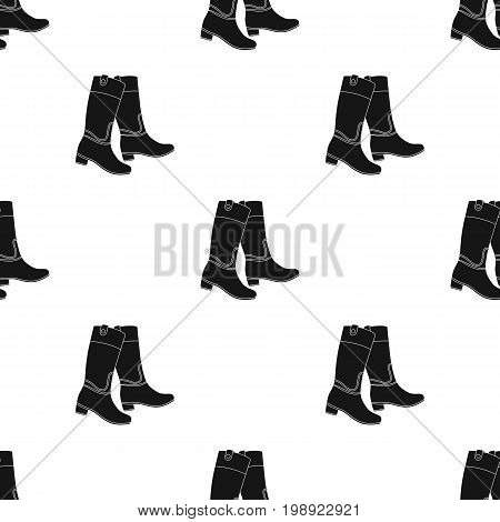 Jockey's high boots icon in black design isolated on white background. Hippodrome and horse symbol stock vector illustration.