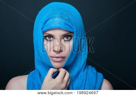 Stylish Woman With Smooth Skin Posing With Burka