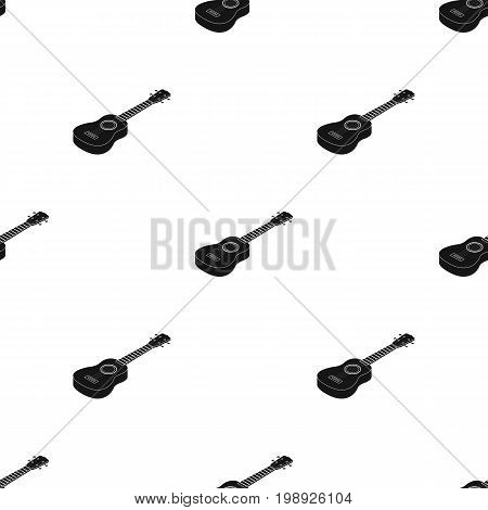 Acoustic bass guitar icon in black design isolated on white background. Musical instruments symbol stock vector illustration.