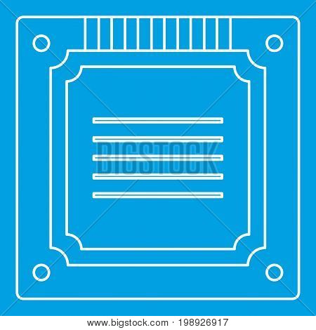 Modern multicore CPU icon blue outline style isolated vector illustration. Thin line sign