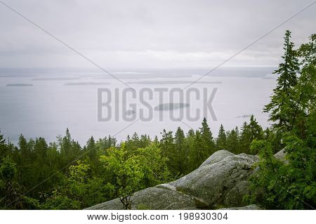 A Beautiful Panorama Of Lake And Forest From Koli National Park Peaks
