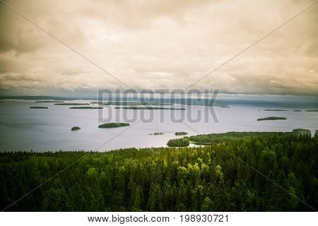 A Beautiful Panorama Of Lake And Forest From Koli National Park Peaks