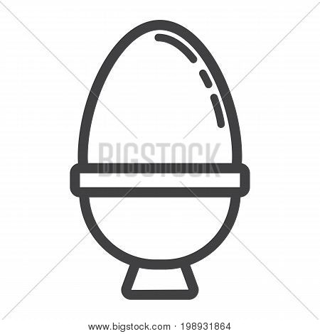 Boiled egg in eggcup line icon, food and drink, breakfast sign vector graphics, a linear pattern on a white background, eps 10.