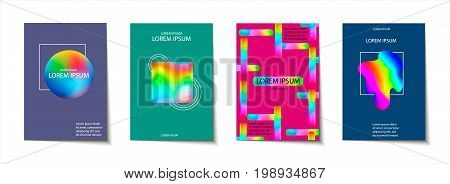 Trendy Template Set With Futuristic Modern Neon Shapes For Poster, Cover, Card, Broshure, Banner.