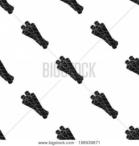 Chocolate wafer straws icon in black design isolated on white background. Chocolate desserts symbol stock vector illustration.