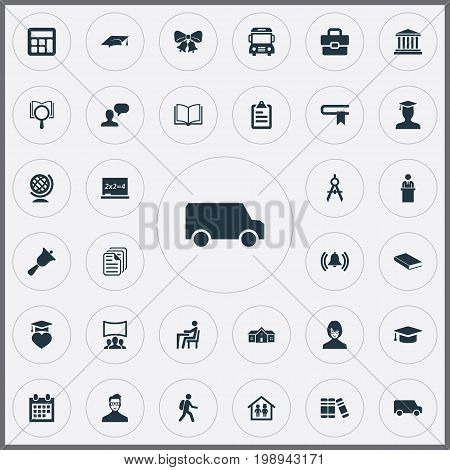 Elements Chalk, Student, Tribune And Other Synonyms Mater, Globe And Backpack.  Vector Illustration Set Of Simple School Icons.
