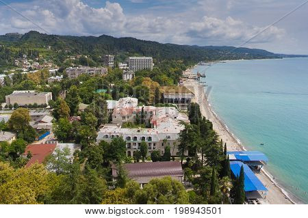 Aerial view to the beach at Sukhum downtown