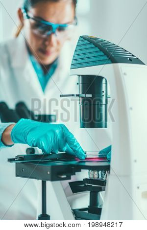 Scientist Researching In Laboratory, Toned Image, Selective Focus