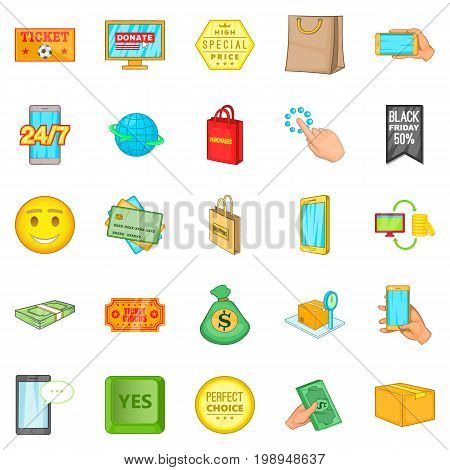Shop online icons set. Cartoon set of 25 shop online vector icons for web isolated on white background
