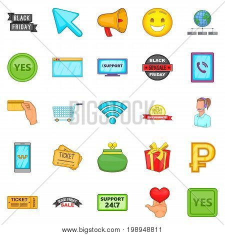 Online store icons set. Cartoon set of 25 online store vector icons for web isolated on white background