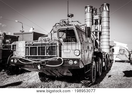 Moscow Region - July 21, 2017: The S-400 Triumf russian anti-aircraft weapon system at the International Aviation and Space Salon (MAKS).