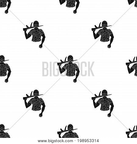 Paintball player icon in black design isolated on white background. Paintball symbol stock vector illustration.