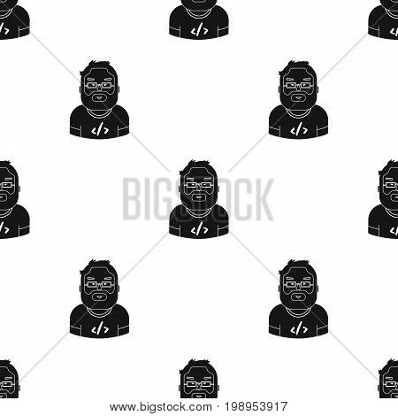Programmer icon in black style isolated on white background. People of different profession symbol vector illustration.