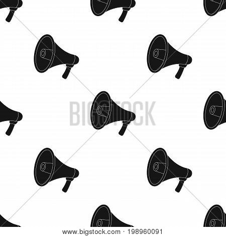Megaphone icon in black design isolated on white background. Police symbol stock vector illustration.