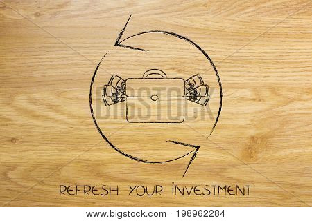 Refresh Symbol With Bag Of Cash, Reload Your Investments