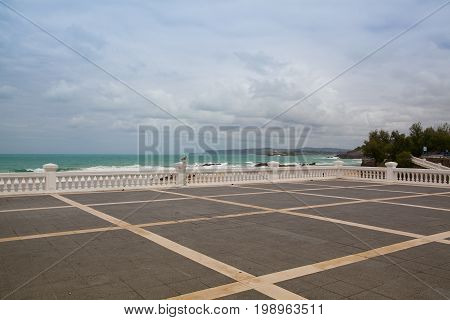 Empty El Sardinero Beach Promenade Santander Cantabria Spain