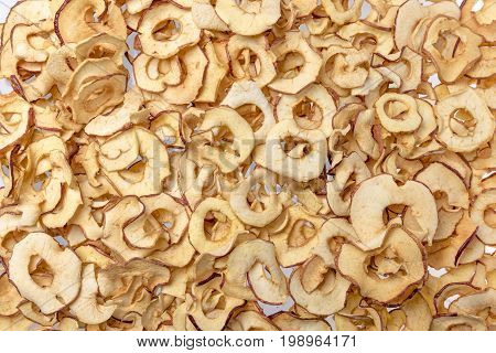 Many Dried Apple Pieces Evenly Distributed As A Background
