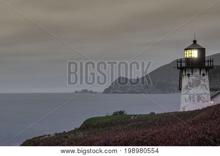 Point Montara Lighthouse at Dusk. Montara, San Mateo County, California, USA.