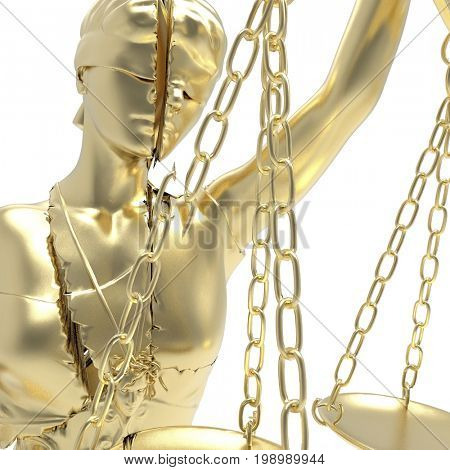 Broken lady of justice 3d rendering