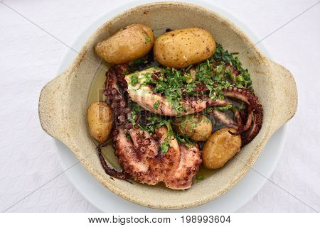 Grilled Octopus With Batatas A Murro. Portugal
