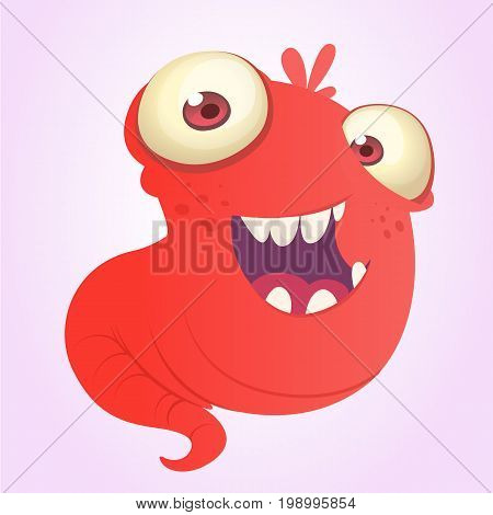 Funnny cartoon blob slimy monster laughing. Vector alien illustration