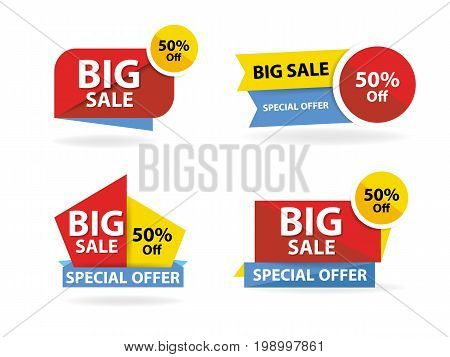Colorful shopping sale banner template discount sale banner collection set