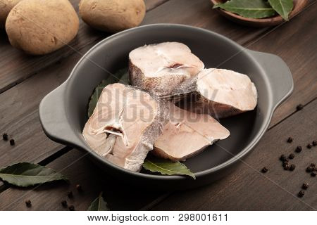 Pieces Of Fresh Hake On Plate