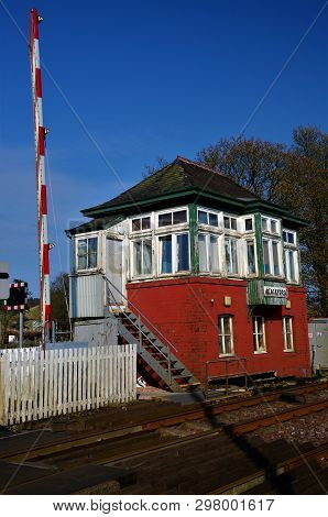 An Exterior View Of A Railway Level Crossing Building In The Perthshire Town Of Blackford Near Glene