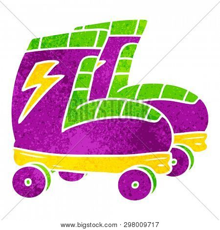 hand drawn retro cartoon doodle of roller skates