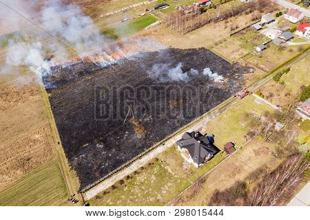 Forest And Steppe Fires Dry Completely Destroy The Fields And Steppes During A Severe Drought. Disas