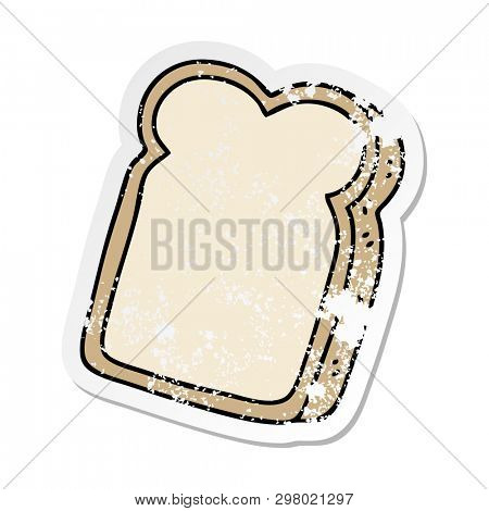 distressed sticker of a quirky hand drawn cartoon slice of bread